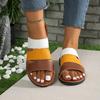Fashion The 2025 new fashion large-sized flat flip-flops for women, featuring a round-toe woven one-piece beach flip-flops worn outside,