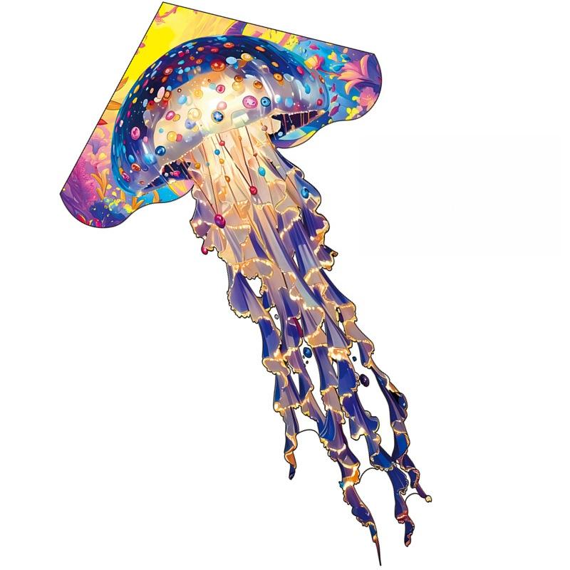 1 Set Colorful Kites Children'S Toys Professional Flying Fluorescent Jellyfish Kites For Adults Outdoor Games