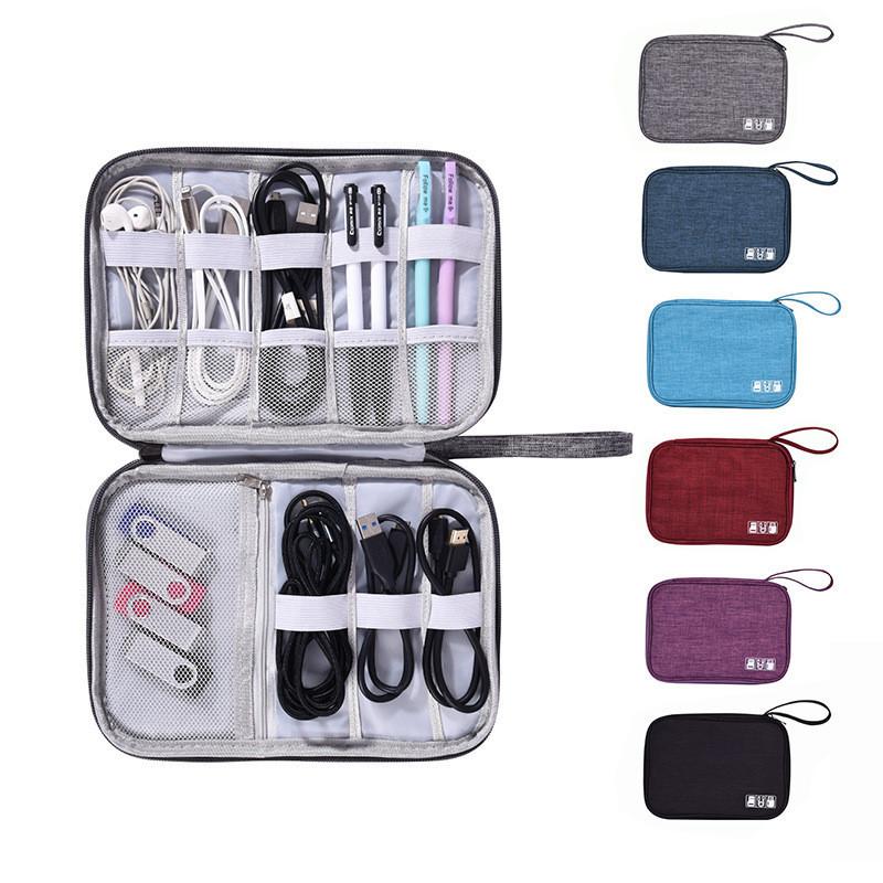 Portable Digital Storage Bag Charger Power Bank Travel Organizer For Gadgets Blue Purple Black Gray