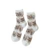 Calcetines cortos de encaje con estampado de gato de dibujos animados bonitos para mujer, calcetines de seda de cristal transparentes ultrafinos de verano, calcetines elásticos informales y transpirables