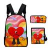 Fashion Novelty Luxury Bad Bunny 3D Print 3pcs/Set Pupil School Bags Laptop Daypack Backpack Inclined Shoulder Bag Pencil Case