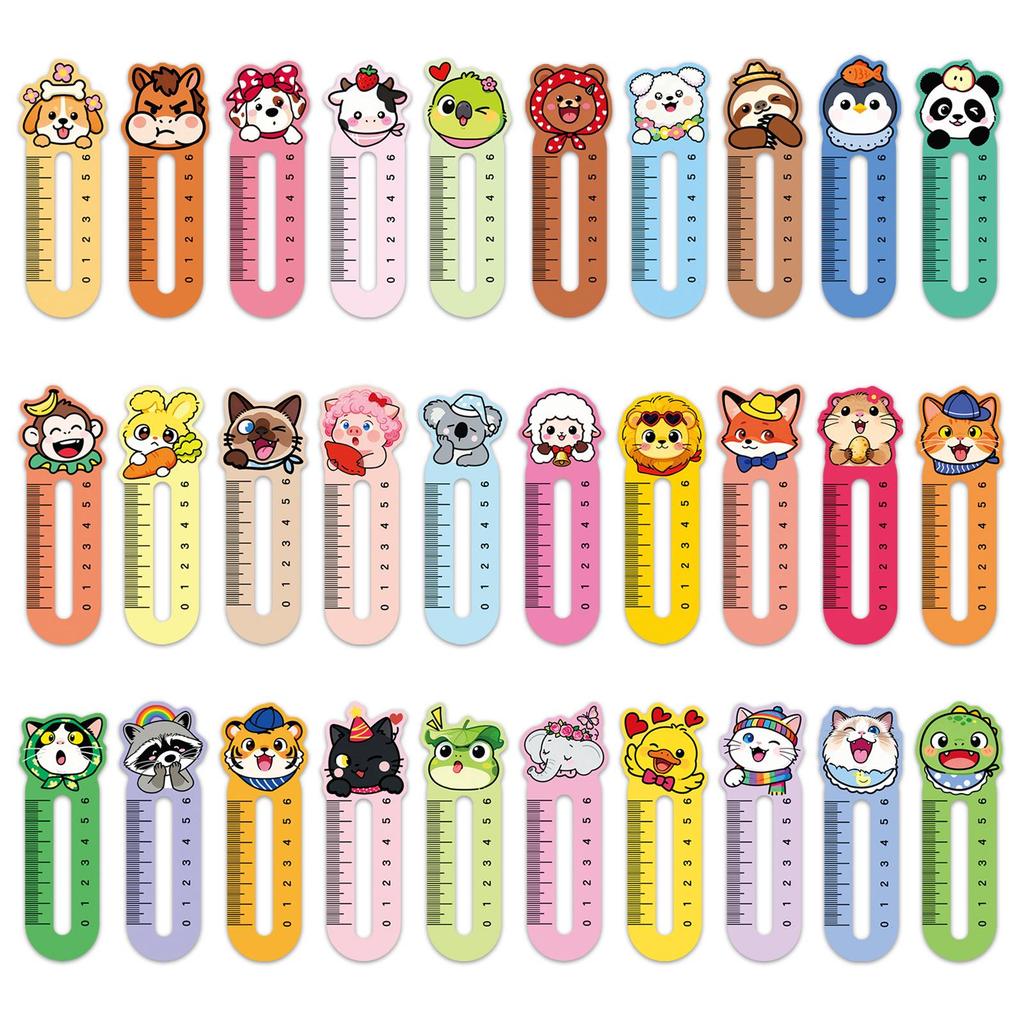 30-Pack Cute Sheep Cartoon Ruler Bookmarks for Notebooks