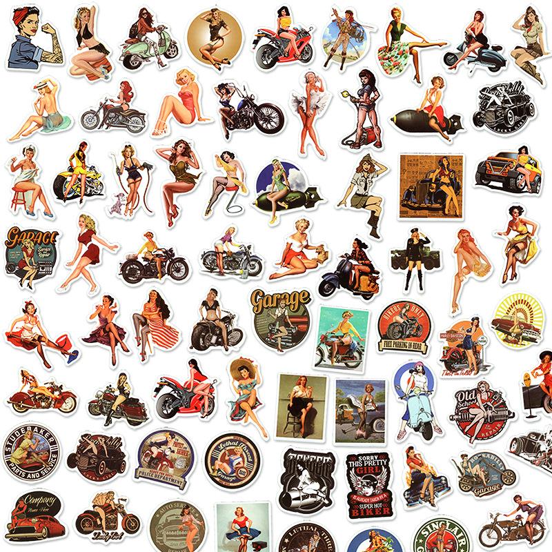 100pcs Retro Vintage Sexy Pin Up Girl Stickers Waterproof Decals for Water Bottle Laptop Luggage Skateboard Motorcycle