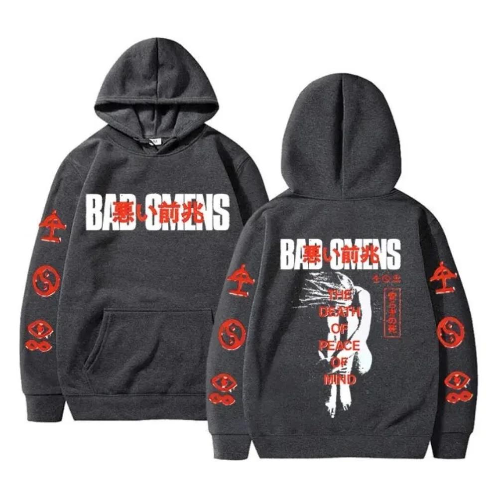 Bad Omens Band Tour American Music Print Hoodie The Death of Peace of Mind Skeleton Graphic Hoodies Rock Gothic Sweatshirts
