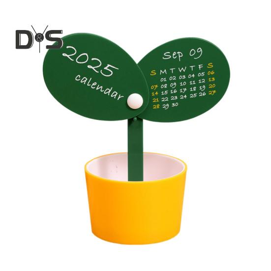 Stolní kalendář na rok 2025 hrnkový rostlinný kalendář se základnou držáku pera Stolní dekorace pro organizér domácí kanceláře