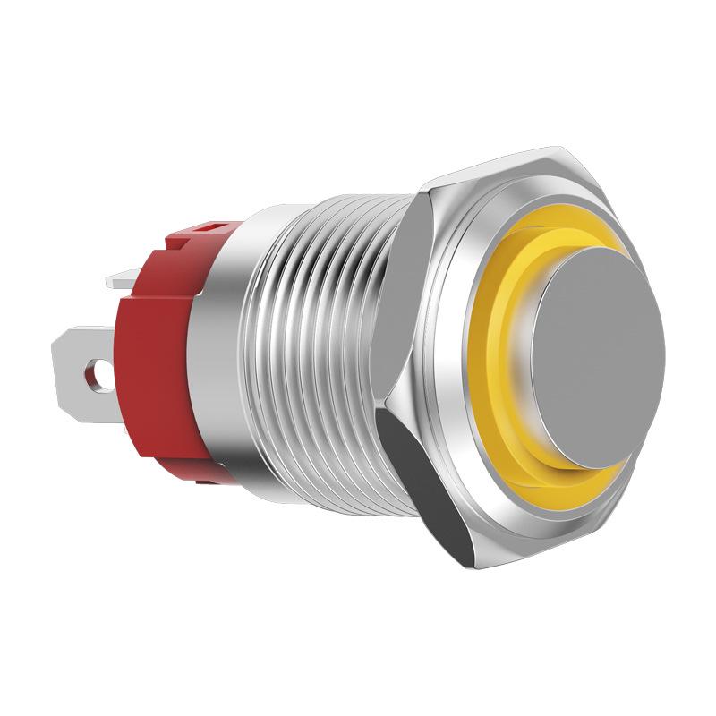 16MM High Current Metal Push Button Switch, Self-Locking, Waterproof, with Light, 24V Power Start, Includes Wires.