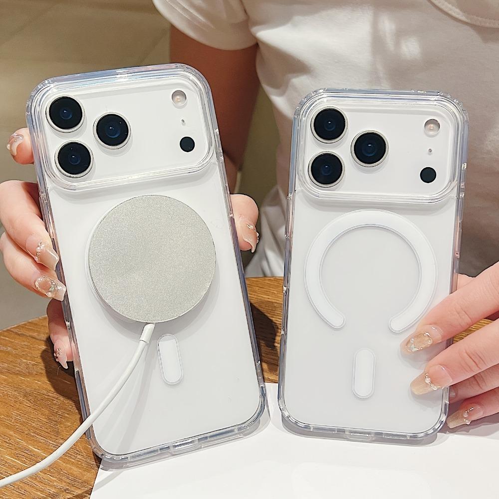 Luxury Transparent Phone Case For iPhone 17 16 Pro Max Clear Cases For iPhone 17 15 14 13 Pro Max Air For Magsafe Magnetic Cover