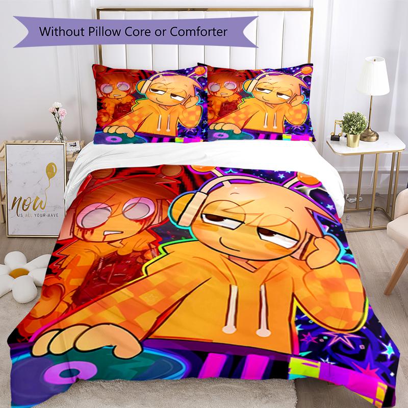 3pcs Sprunki8 pattern bedding set duvet cover set includes duvet cover &pillowcases, perfect all season bedroom decoration & gift