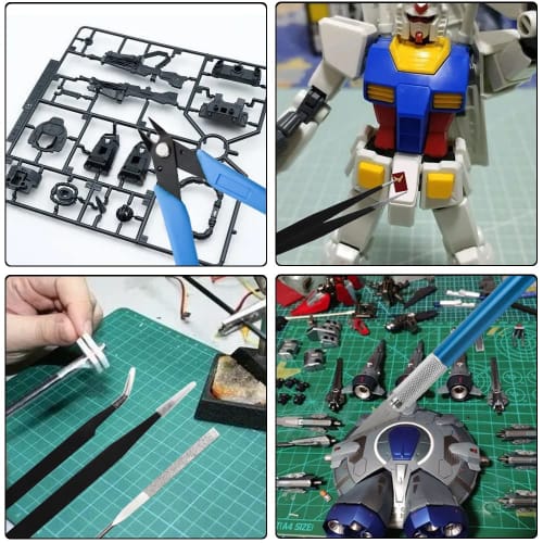 WMYCONGCONG Plastic Model Tool Set, 9-Piece Beginner's Tool Set, Modeler's Knife (5 Replacement Blades), Thin-Blade Nippers, File, Precision Tweezers,