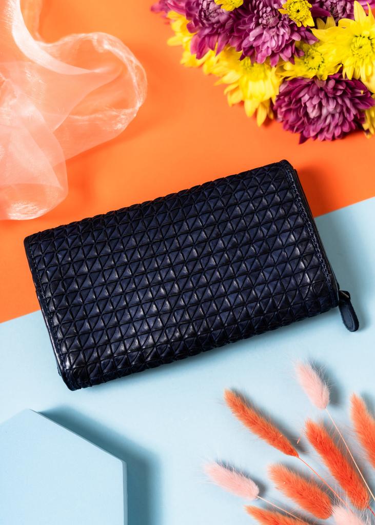Women's Leather Wallet R-N22-ZPT-7354 D.Blue
