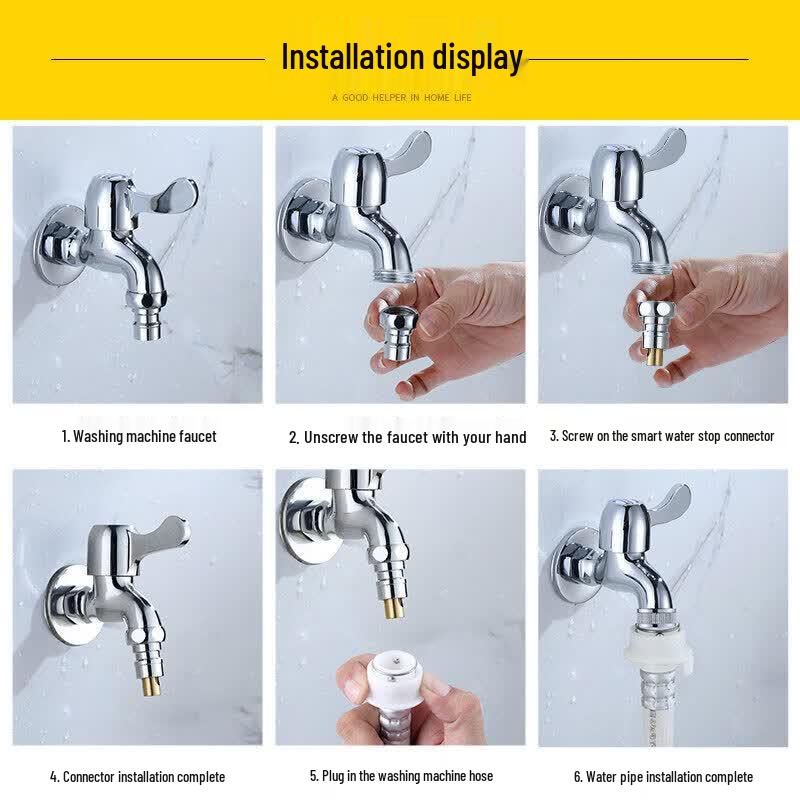 Adaptateur de Robinet de Machine à Laver en Laiton Anica Enjoy avec Valve d'Arrêt Automatique