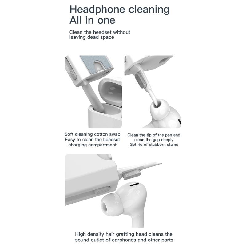 Portable Earbud Cleaning Pen 8-in-1 Professional Cleaner Kit Earphone Cleaning Brush for Bluetooth-compatible Earbud
