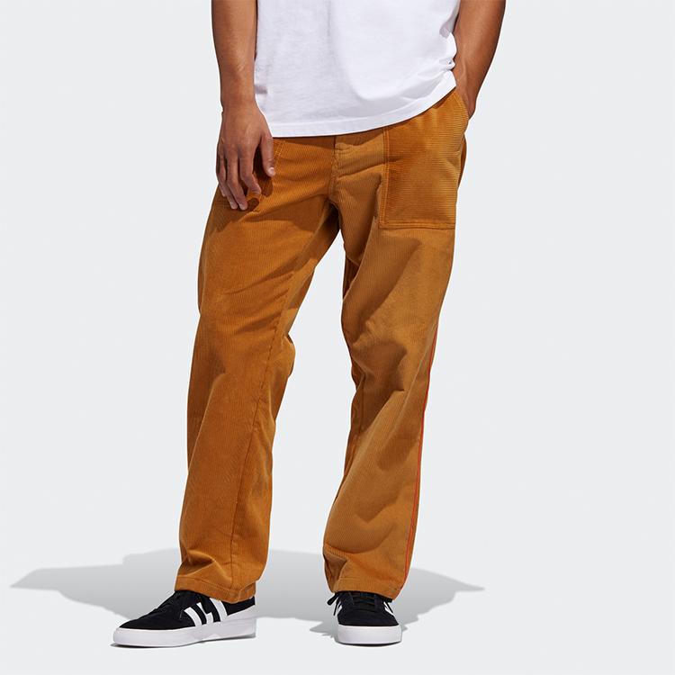 Adidas Originals Trefoil Corduroy Loose Sports Casual Pants Men Bottoms Wheat-Brown FM1387