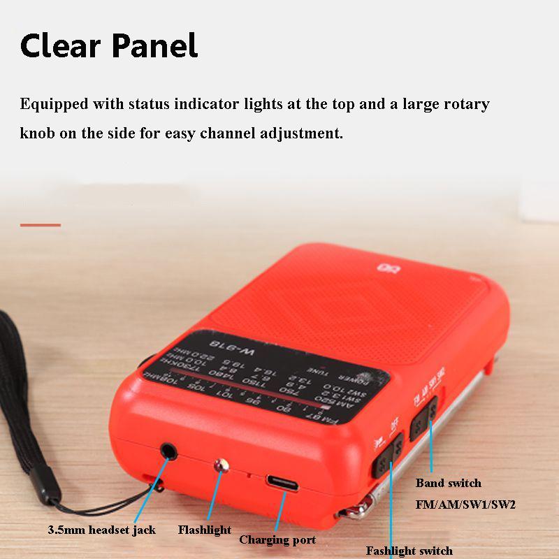 Mini Pocket DSP Radio Best Reception FM AM SW Radios Receiver with Flashlight Loudspeaker 3.5mm Headset Jack Rechargeable Radio