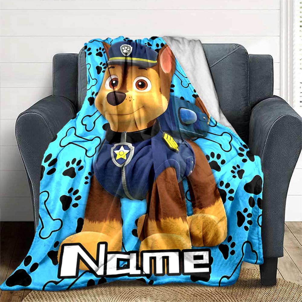 Customiz Name Personality Paw Patrol Blanket Soft &Warm Sofa Office Bed Travel Lunch Break Blanket, Gift Suitable All Seasons