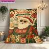 Printed Blanket 1pc Santa Christmas Holiday Wishes Soft And Warm Flannel Throw Blanket Featuring Colorful Designs of Cartoon Chara