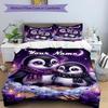 3PC Custom Name Penguin Friends Winter Night Bedding Set Duvet Cover Closure Includes 1 Duvet Cover & 2 Pillowcases for Bedroom