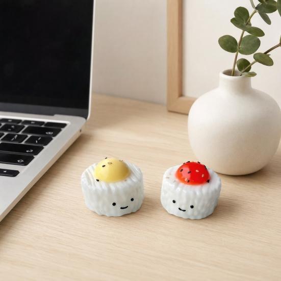 Yousheng Yolk Rice Ball Squeeze Toy, Smiling Cartoon Rice Ball Dumpling Stress Relief Toy, Slow Rebound Fake Food Sensory