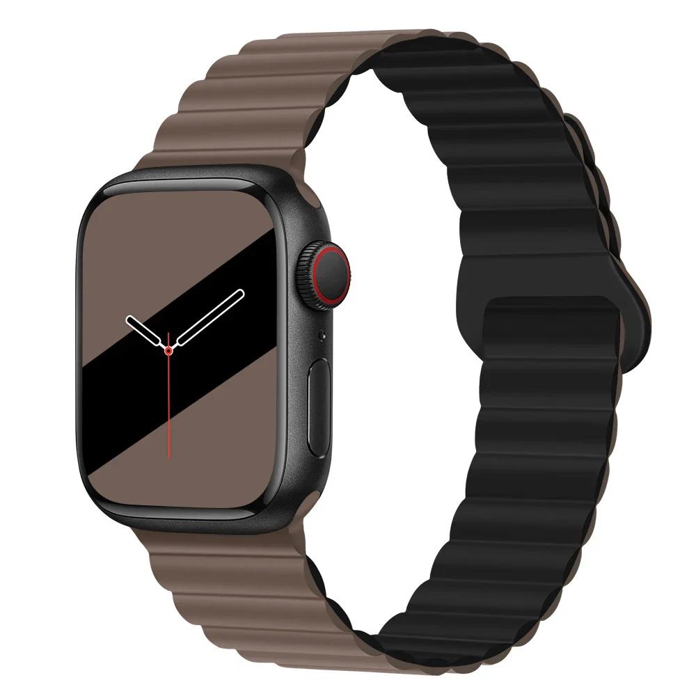 Magnetyczny Pasek Silikonowy Sportowy Bransoletki Do Apple Watch 41mm 42mm 44mm 45mm 46mm 49mm iWatch Seria 11 10 9 8 7 6 5 4se