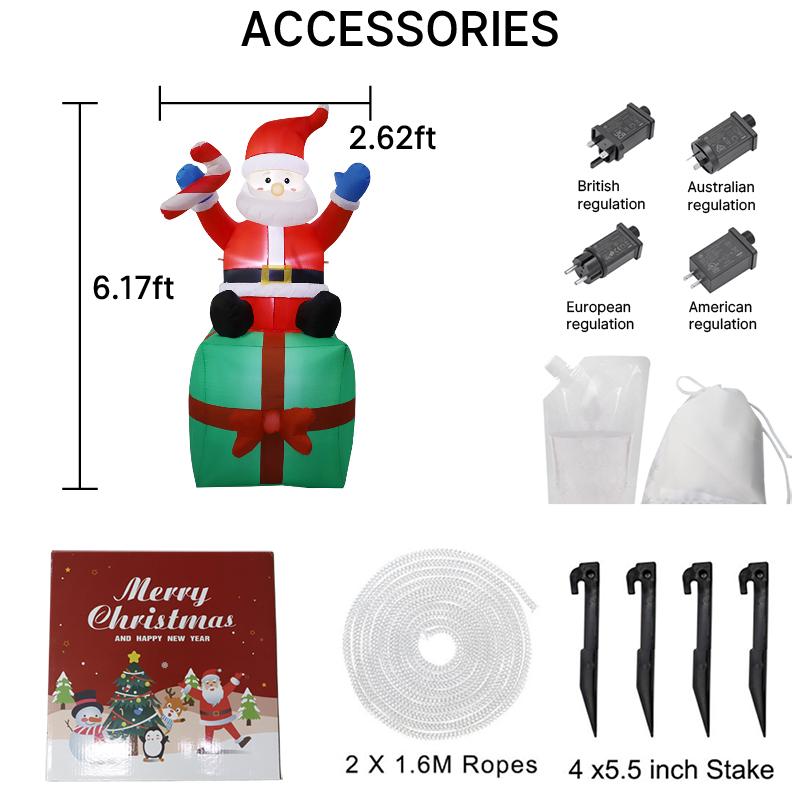 5.9FT LED Inflatable Christmas Yard Decor Santa Claus Gifts Box Model Xmas Toy Home Decoration Festive Supplies Ornaments Gifts