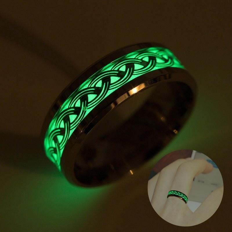 Fashion Stainless Steel Infinity Intertwined Cross Luminous Rings Glowing In Dark Finger Rings For Men Women Wedding Jewelry