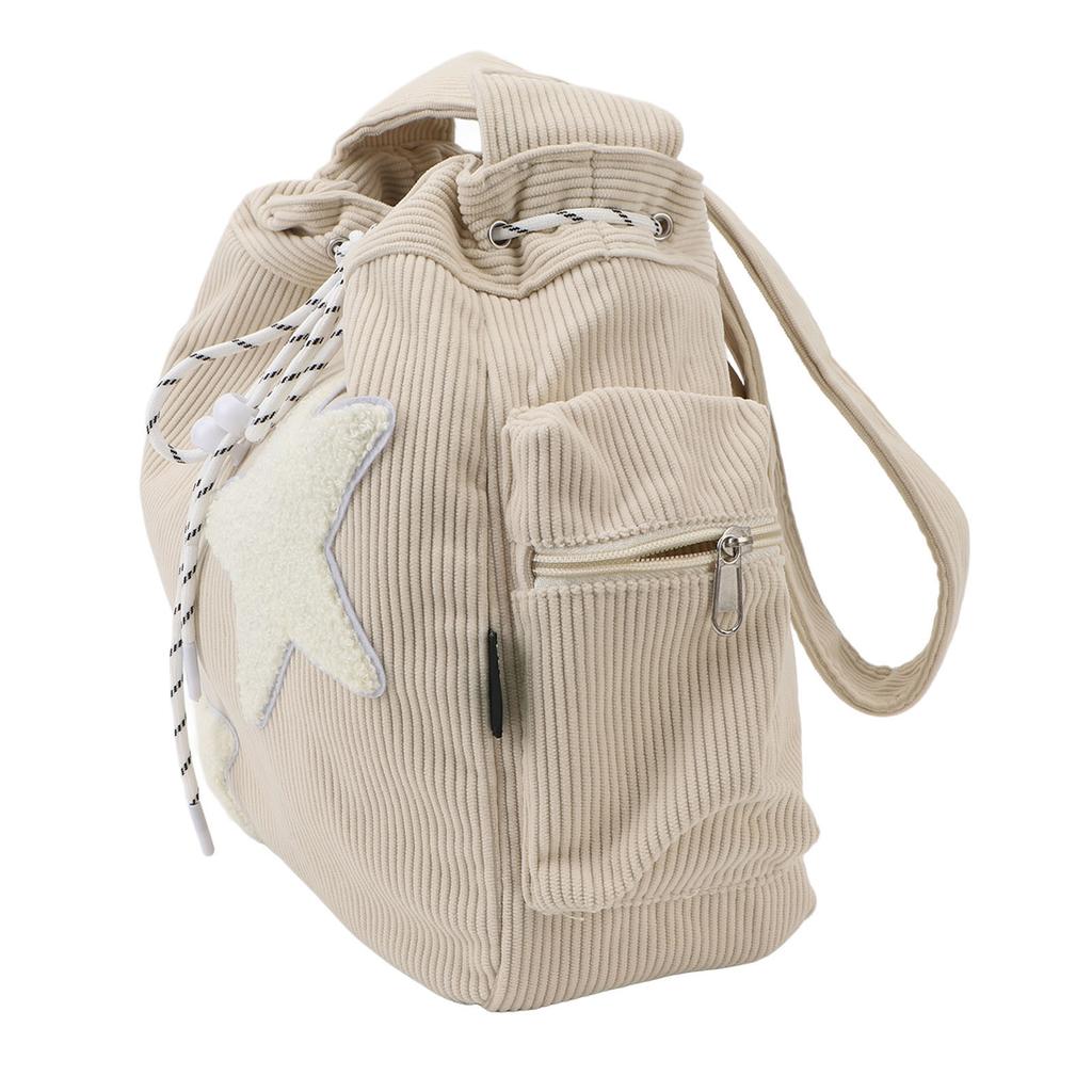 Velvet Shoulder Bag Cute Large Capacity Zipper Closure Star Pattern Women Shoulder Handbag for