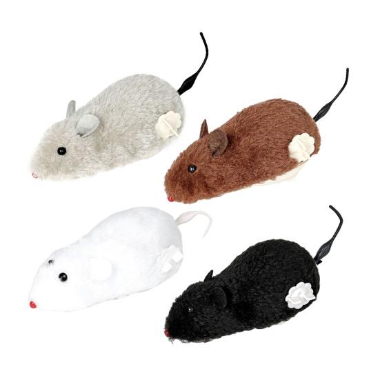 Wind-Up Mouse Cat Toy Plush Mouse with Rotating Tail Automatic Moving Mouse Interactive Cat Toy for Pounce Chasing Hunting Instinct Simulation