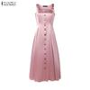 ZANZEA Women Casual U-Neck Sleeveless Elegant A-Line Dress