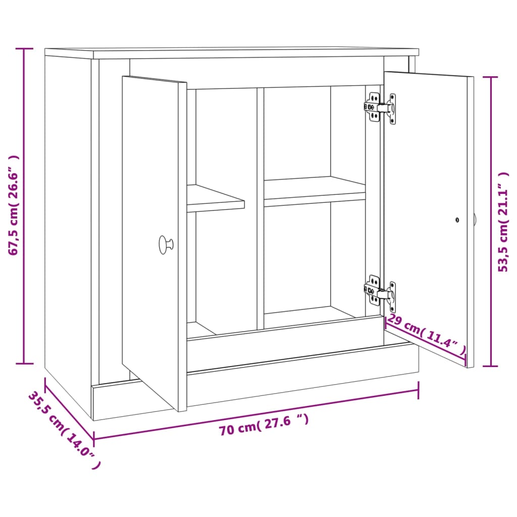 Sideboard Gray Sonoma 70 X 35.5 X 67.5 Cm Particleboard
