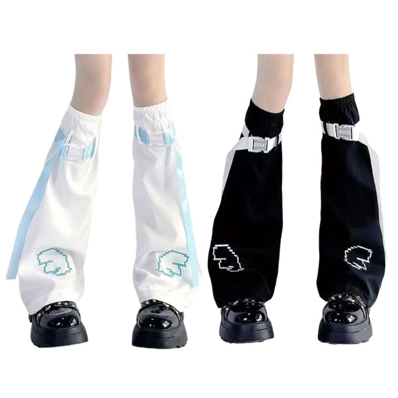 Trendy Fashion Knee Length Flared Leg Sleeves for Women Japanese Harajuku Aesthetic Wing Embroidered Leg Warmers Socks