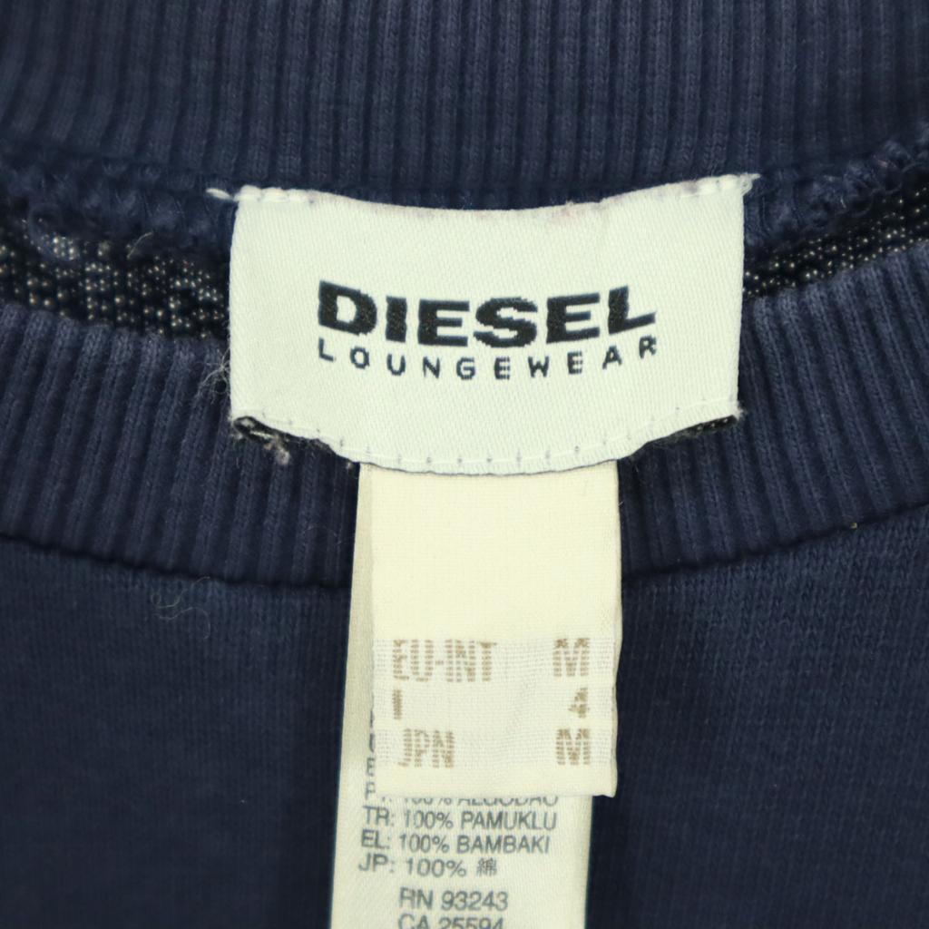 DIESEL Check Pattern Long sleeve switching sweat M Navy trainer Men's Used