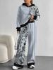 Splicing European And American Autumn And Winter Casual Long-Sleeved Suit Women'S Hooded Sweater Trousers Two-Piece Set
