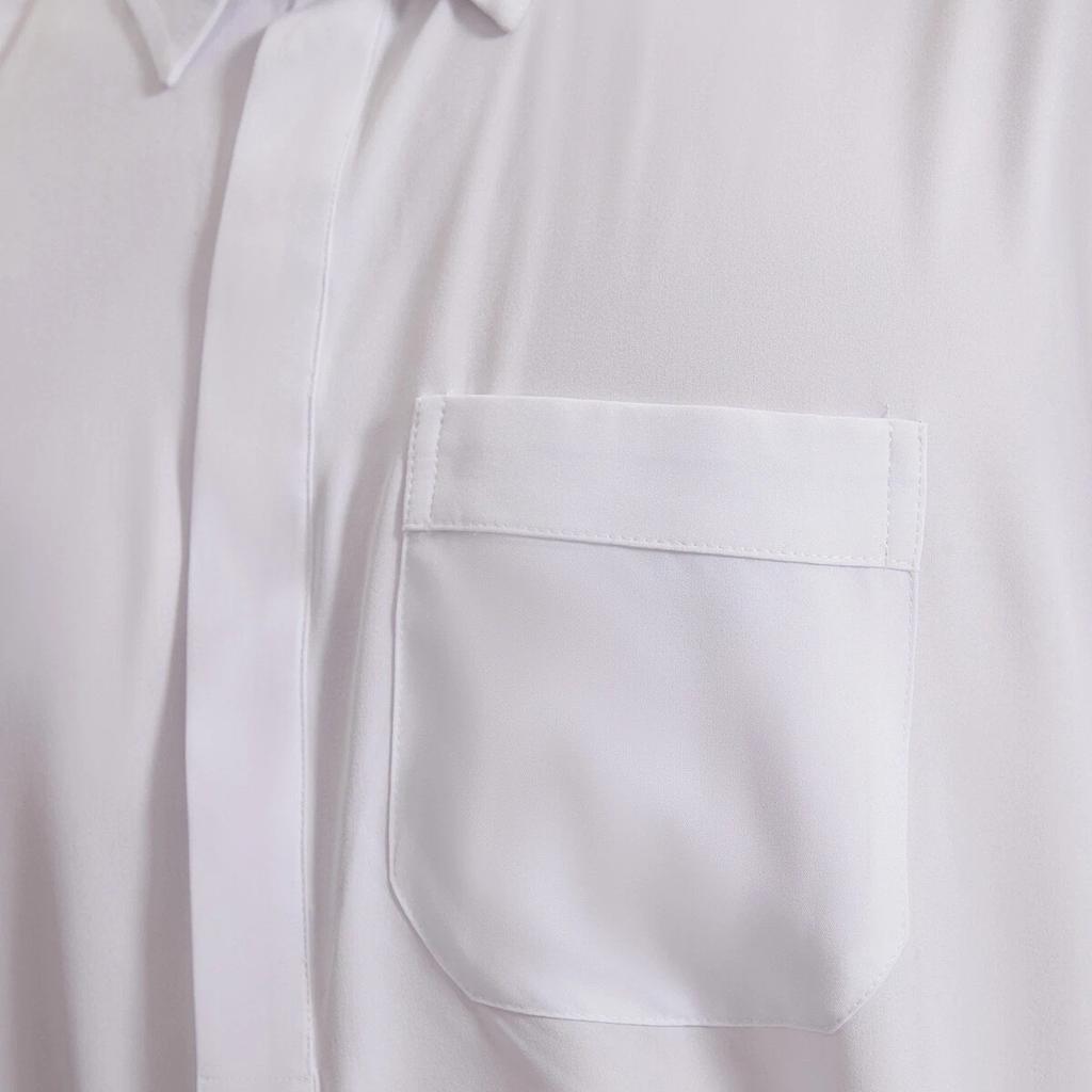 Men's Muslim Robe Solid Color Long Sleeve POLO Neck Pocket Loose Muslim Robe