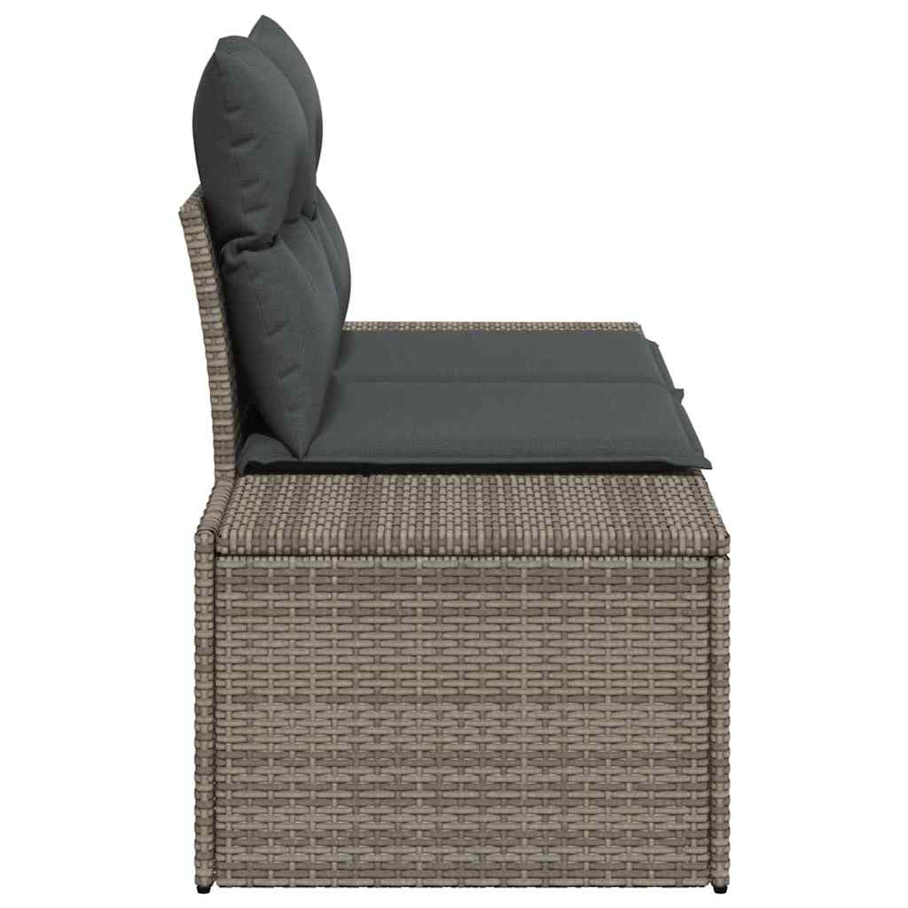 Garden Sofa with Cushions Gray 184 X 62 X 69 Cm Poly Rattan