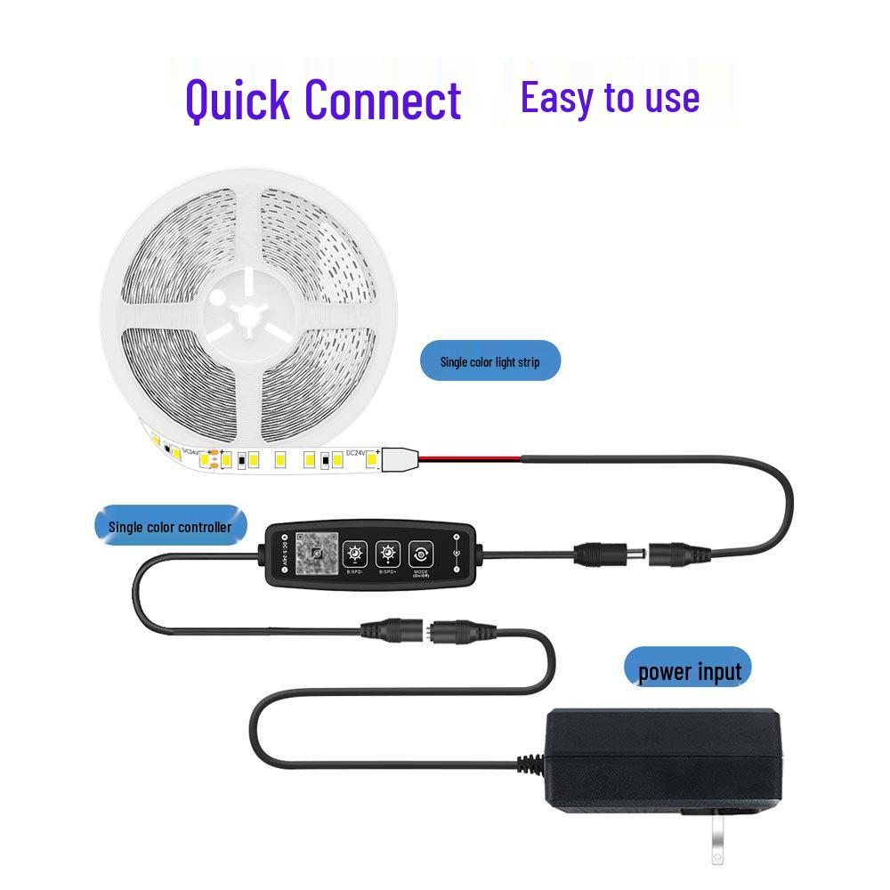 Monochrome LED Strip Controller with Wireless Bluetooth Timer and 11-Key Remote Dimmer