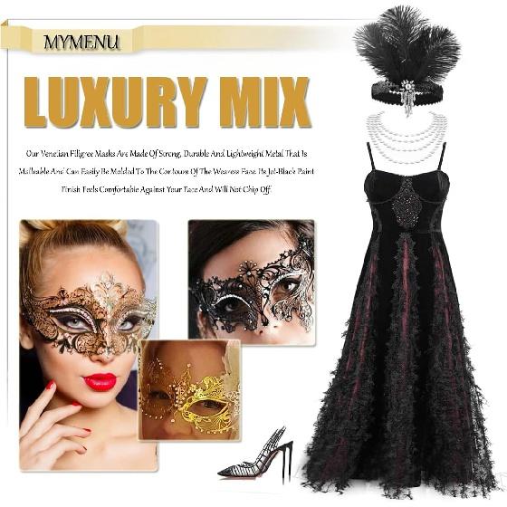 MYMENU Maskerade-Maske – Lasergeschnittenes Metall, Mit Strass, Venezianischer Stil, Für Party, Ball & Karneval, In Krone-Schwarz