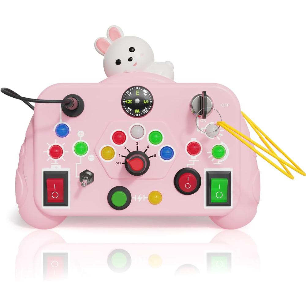 Beschäftigungsbrett LED-Lichter Schalter Sensorisches Montessori Spielzeug Tragbares Elektrisches Puzzle Frühes Pädagogisches Puzzle Spielzeug für Kleinkinder Kinder Geschenk