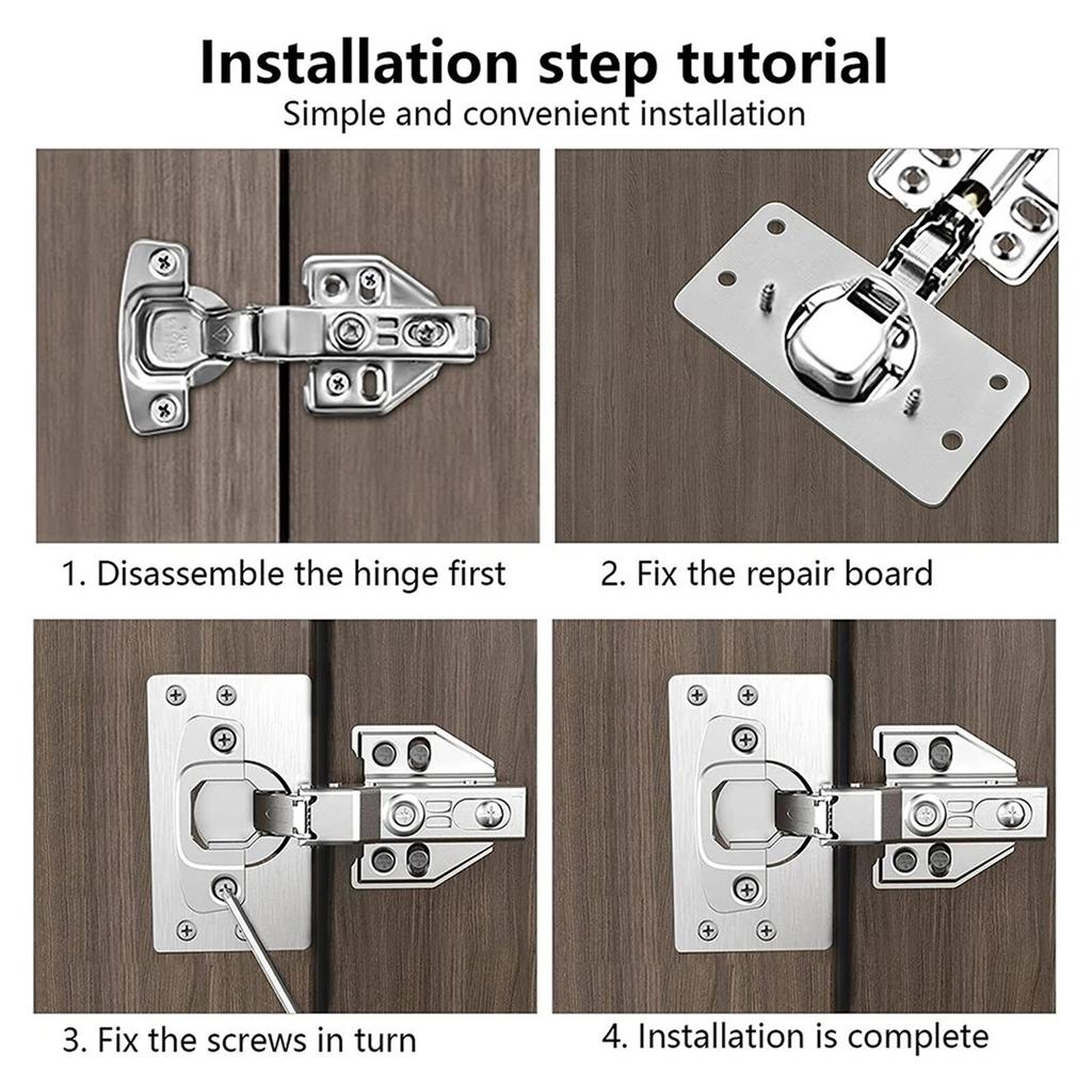 Rustproof Stainless Steel Door Hinge Repair Kit Suitable for Cabinet Doors Includes Screws and Tools Quick Installation