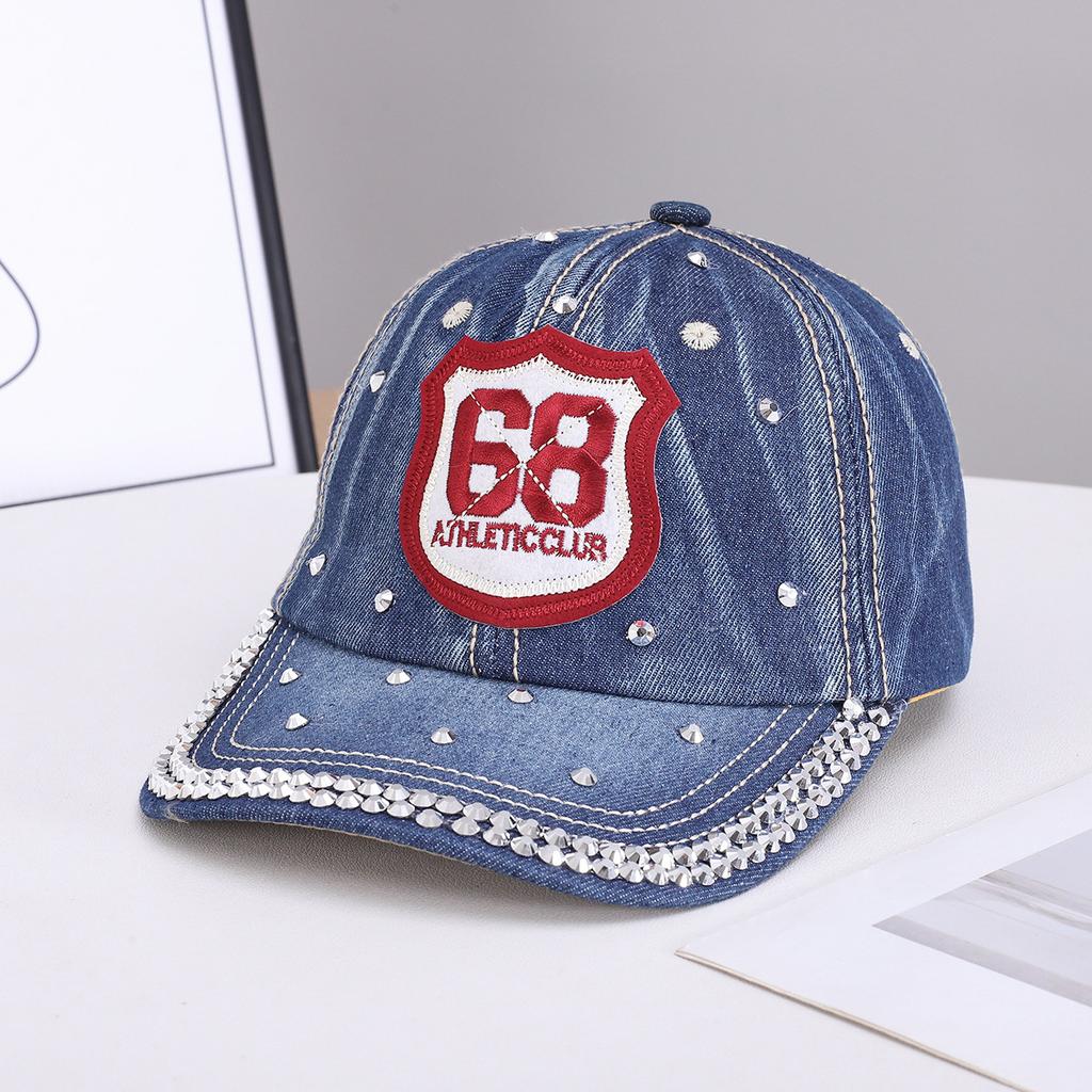 Fashion new handmade rhinestone baseball cap women's European and American fashion diamond-encrusted denim sunshade cap