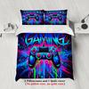 3PCS Neon Graffiti Gaming Controller Duvet Cover Set Vibrant Gaming Bedding for Teen Boys No Insert Queen Size Trendy Room Decor