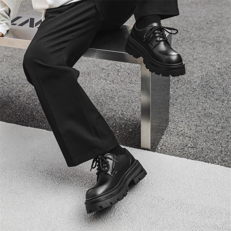 Men's shoes 2024 new business British style casual thick sole heightening big head leather shoes tooling derby shoes 5052-J
