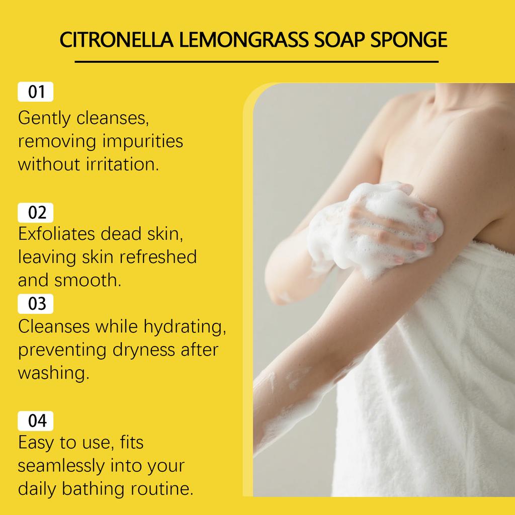 Citronella Lemongrass Soap Oil Control Refreshing Dead Skin Remover Moisturizing Skin Cleansing Products Exfoliating Bath Sponge