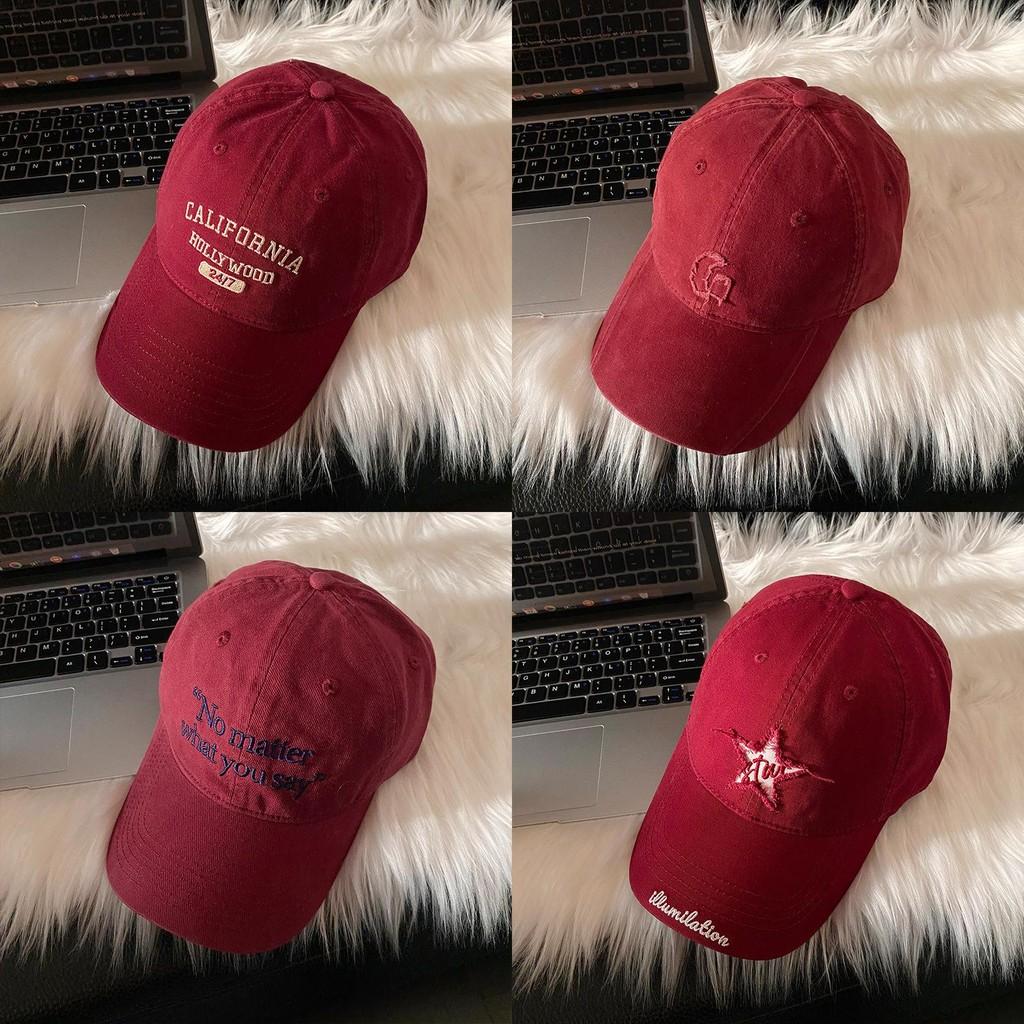 Winter Baseball Red Cap For Women Adjustable Hat Sun Protection Gift Fashion