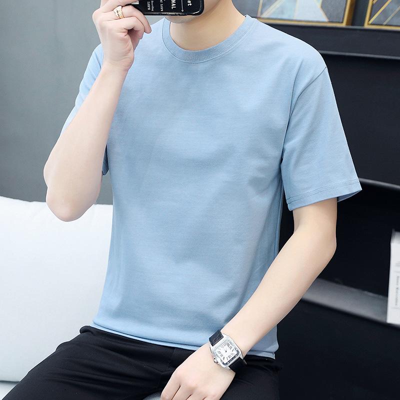 Cotton Short-sleeved Style Pure Cotton Short-sleeved T-shirt Men's Small Off-shoulder Half-sleeve Plus Size Cotton High-density Cotton Short-sleeved