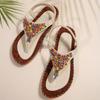 New Bohemian Sandals Women's Beaded Flat Heel Trend Pinch Foot Herringbone Sandal Sand