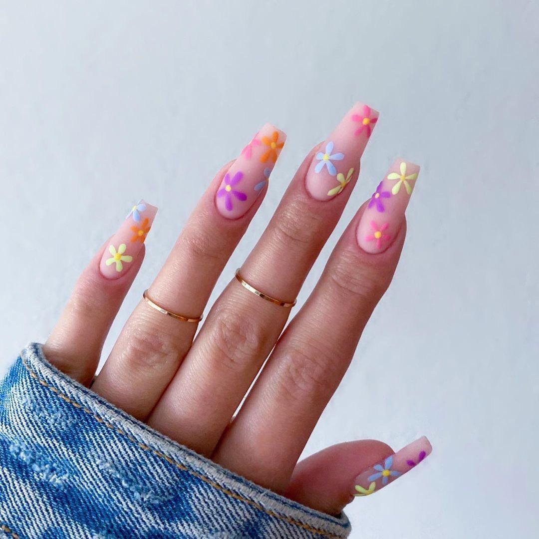 

Pastoral series Rainbow sunflower wearing nail art finished fake nail nail art patch nail patch removable nail piece