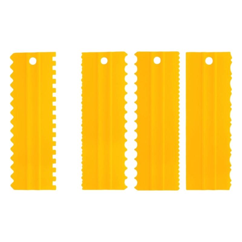 

4 Piece Baking Tool Set Including Assorted Comb Scrapers Plastic for Quick Cake Decoration possesses Secure ending жёлтый