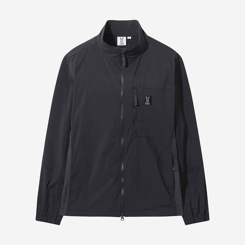 Dod Stand Neck Single-Layer Contrast Jacket (Black)