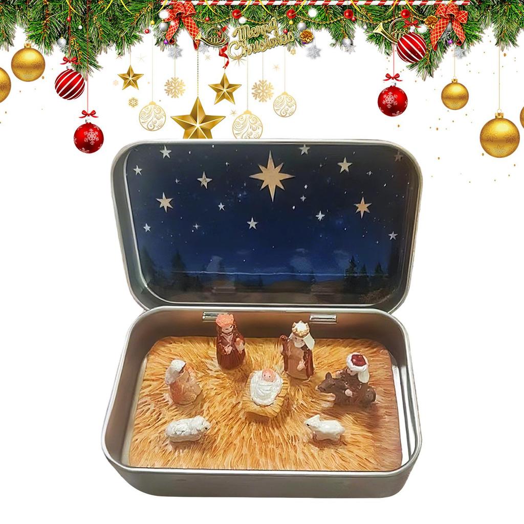 Christmas Nativity Scene Figurine Gift Jar For Desktop Decoration In Living Room And Bedroom Figurines Miniatures Navidad