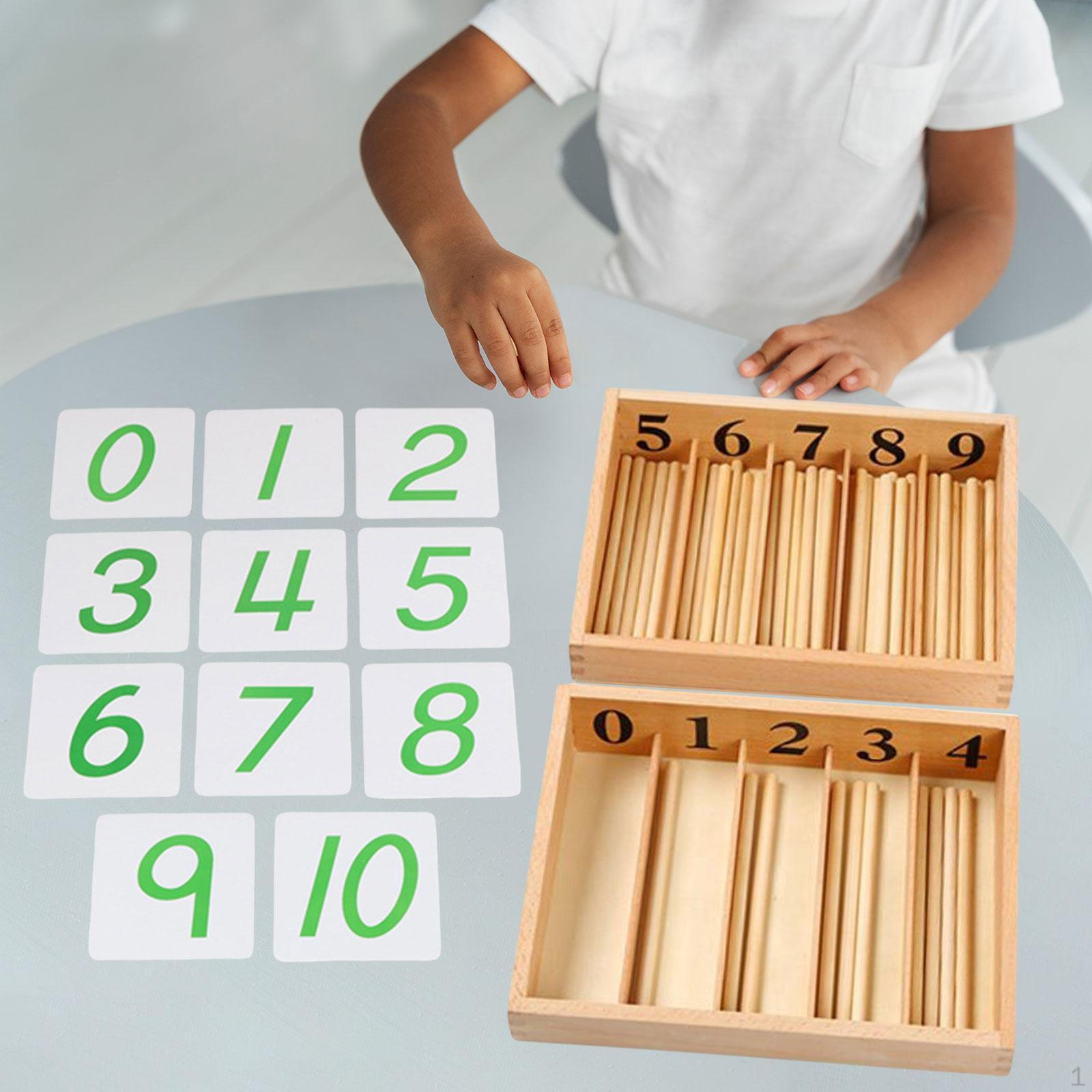 Montessori Spindle Box with 55 Spindles Educational Toys Math Material Early Learning Tool for Boys